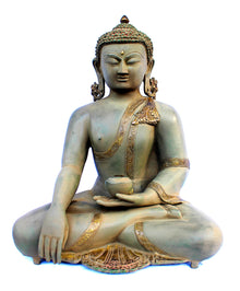  [[Antique gray and gold brass Buddha///Buddha en laiton gris et or antique]]