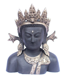 [[Black silver brass Buddha bust///Statue de Bouddha en cuivre noir et argent]]