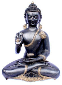  [[Black silver brass Buddha statue///Statue de Bouddha en cuivre noir et argent]]