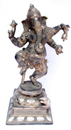[[Antique gray and silver brass Ganesha statue///Statue de Ganesha en laiton gris et argent antique]]