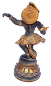 [[Antique black and gold brass Krishna statue///Statue de Krishna en laiton noir et or antique]]