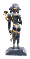 [[Antique black and gold brass Lokeshwara statue///Statue de Lokeshwara en laiton noir et or antique]]