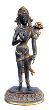 [[Antique black and gold brass Lokeshwara statue///Statue de Lokeshwara en laiton noir et or antique]]
