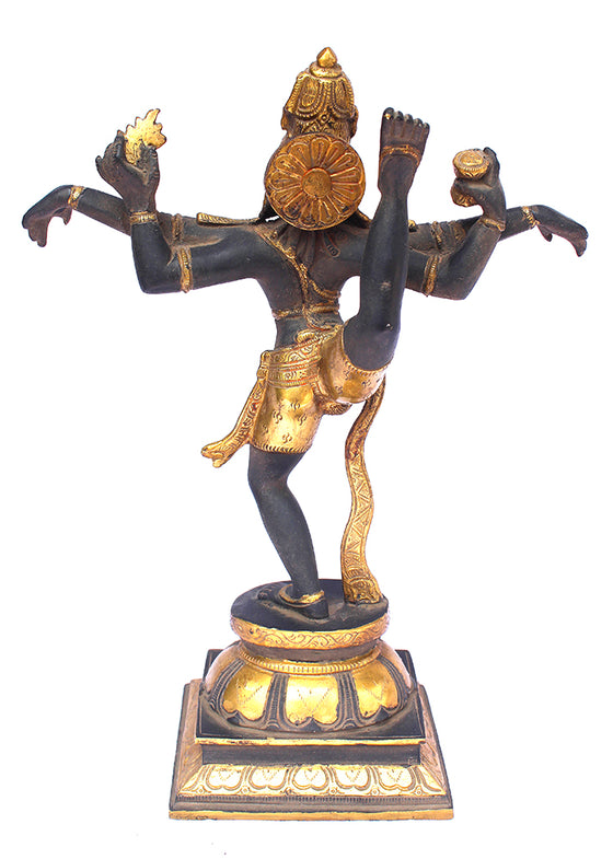 [[Antique black and gold brass Shiva statue///Statue de Shiva en laiton noir et or antique]]