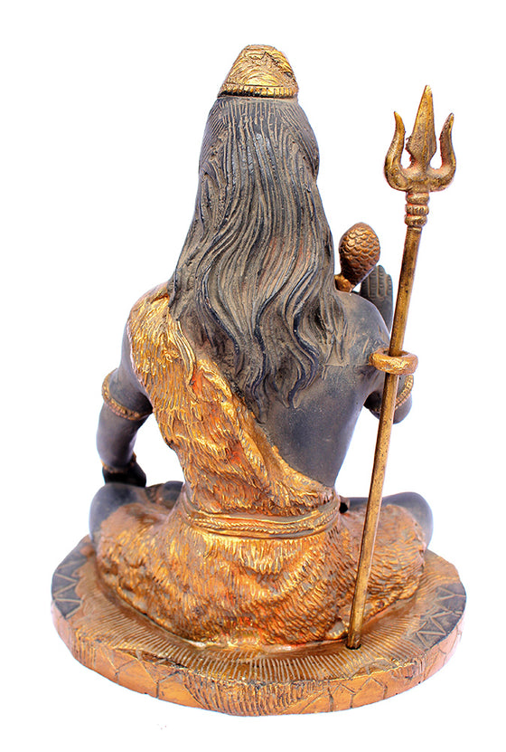 [[Antique black and gold brass Shiva statue///Statue de Shiva en laiton noir et or antique]]