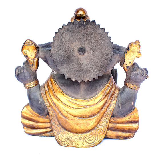 [[Antique black and gold brass Ganesh statue///Statue de Ganesh en laiton noir et or antique]]