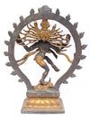 [[Antique gray and gold dancing Shiva///Shiva dansante en laiton gris et doré antique]]