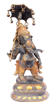  [[Antique black and gold brass Ganesh statue///Statue de Ganesh en laiton noir et or antique]]