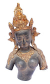 [[Antique black and gold brass Tara bust///Tara en laiton noir et or antique]]