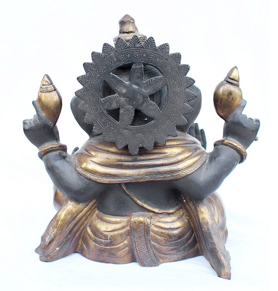 [[Antique gray and gold brass Ganesha///Ganesha en laiton gris et or antique]]