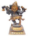 [[Antique black and gold dancing Ganesh///Ganesh dansant en laiton noir et doré antique]]