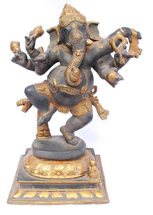  [[Vintage grey and gold brass Ganesh statue///Statue de Ganesh en laiton gris et or vintage]]