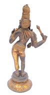 [[Antique black and gold brass Ardhanari statue///Statue de Ardhanari en laiton noir et or antique]]