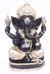 [[Black silver brass Ganesh statue///Statue de Ganesh en laiton noir et argenté]]