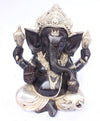[[Black silver brass Ganesh statue///Statue de Ganesh en laiton noir et argenté]]