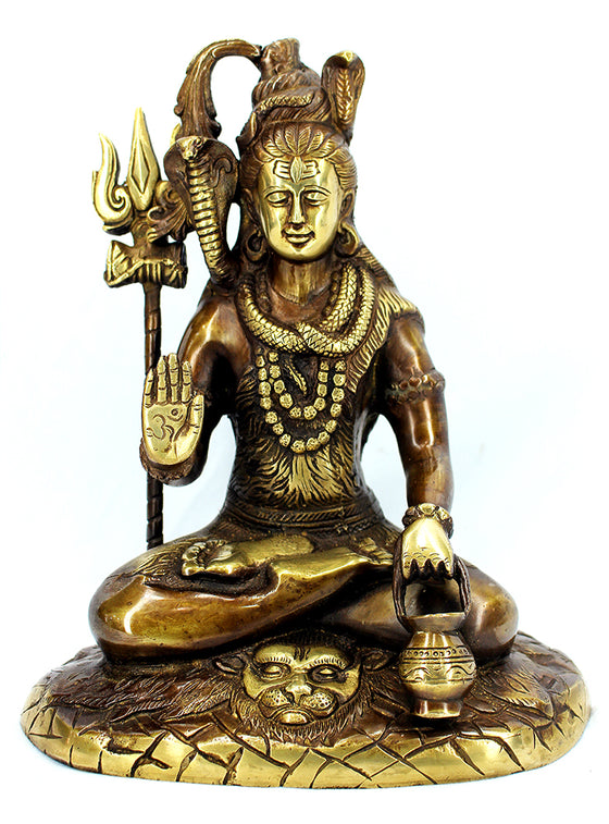 [[Copper and gold brass Shiva statue///Statue de Shiva en laiton doré et cuivré]]