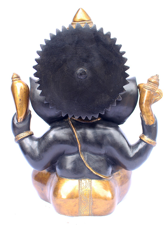 [[Antique black and gold brass Ganesh statue///Statue de Ganesh en laiton noir et or antique]]