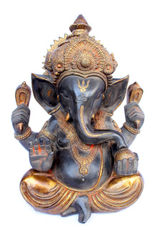  [[Antique black and gold brass Ganesh statue///Statue de Ganesh en laiton noir et or antique]]