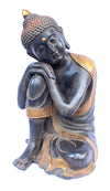 [[Antique black and gold brass Buddha statue///Statue de Buddha en laiton noir et or antique]]