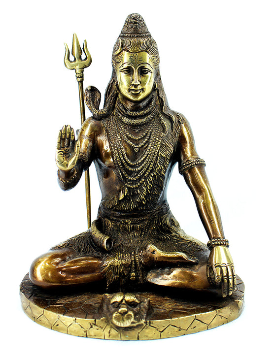 [[Copper and gold brass Shiva statue///Statue de Shiva en laiton doré et cuivré]]