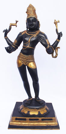  [[Antique black and gold brass Shiva statue///Statue de Shiva en laiton noir et or antique]]