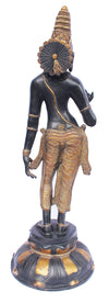 [[Antique black and gold brass Parvati statue///Statue de Parvati en laiton noir et or antique]]