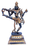 [[Antique black and gold brass dancing Shiva statue///Statue de Shiva en laiton noir et or antique]]
