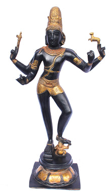  [[Antique black and gold brass dancing Shiva statue///Statue de Shiva en laiton noir et or antique]]
