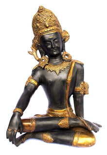  [[Antique black and gold brass Indra statue///Statue d'Indra en laiton noir et or antique]]]