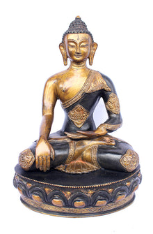  [[Antique gold brass Buddha statue///Statue de Bouddha en laiton doré antique]]