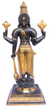 [[Antique black and gold brass Vishnu statue///Statue de Vishnu en laiton noir et or antique]]