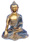 [[Antique black and gold brass Buddha statue///Statue de Buddha en laiton noir et or antique]]