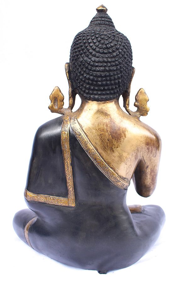 [[Antique gold brass Buddha statue///Statue de Bouddha en laiton doré antique]]