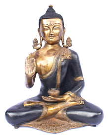  [[Antique gold brass Buddha statue///Statue de Bouddha en laiton doré antique]]