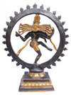 [[Antique black and gold brass Dancing Shiva statue///Statue de Shiva dansante en laiton noir et or antique]]
