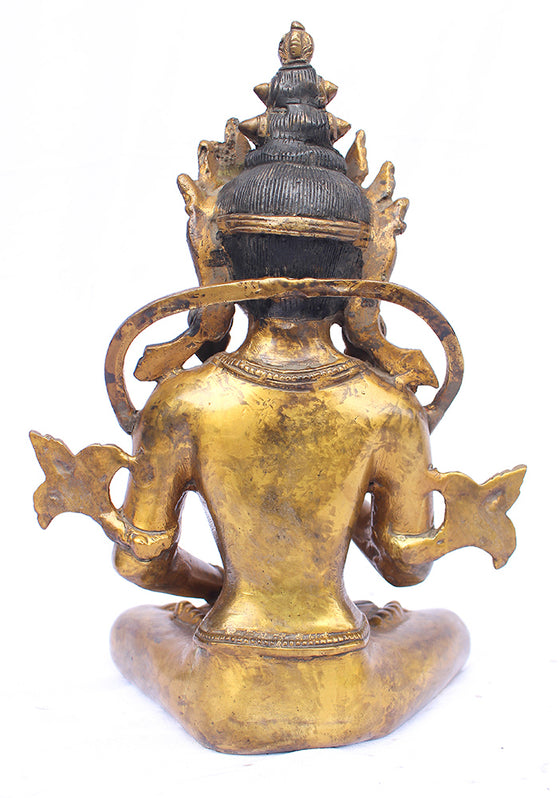 [[Antique gold brass Buddha statue///Ancienne statue de Bouddha en laiton doré]]