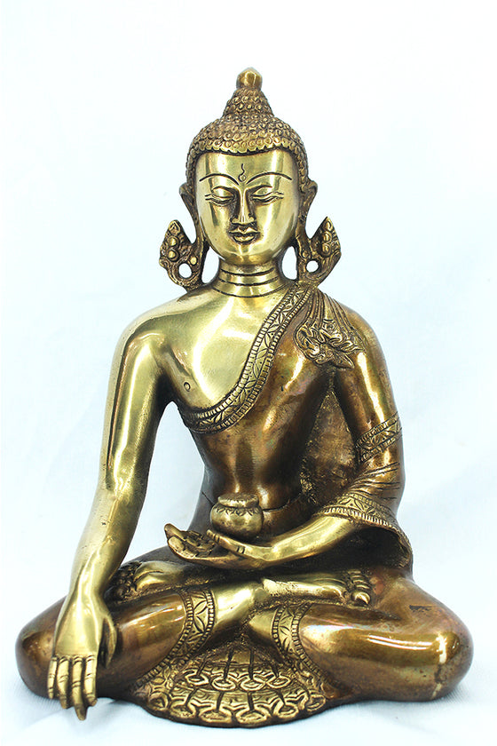 [[Copper and gold brass Buddha///Buddha en laiton cuivré et doré]]