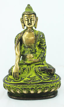  [[Green and gold brass Buddha///Buddha en brass vert et doré]]
