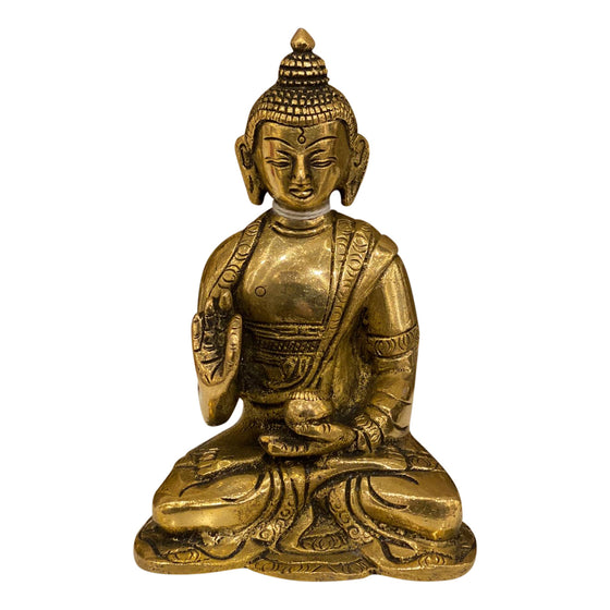 [[Copper and gold brass Buddha///Buddha en laiton cuivré et doré]]