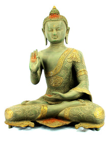  [[Vintage green and gold brass Buddha statue///Statue de Bouddha en laiton vert et or vintage]]