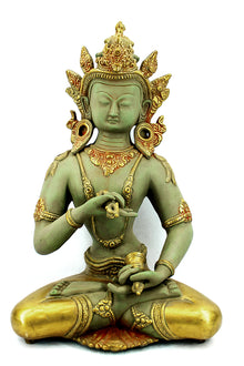  [[Vintage green and gold brass Vajrasatva///Vajrasatva en laiton vert et doré vintage]]