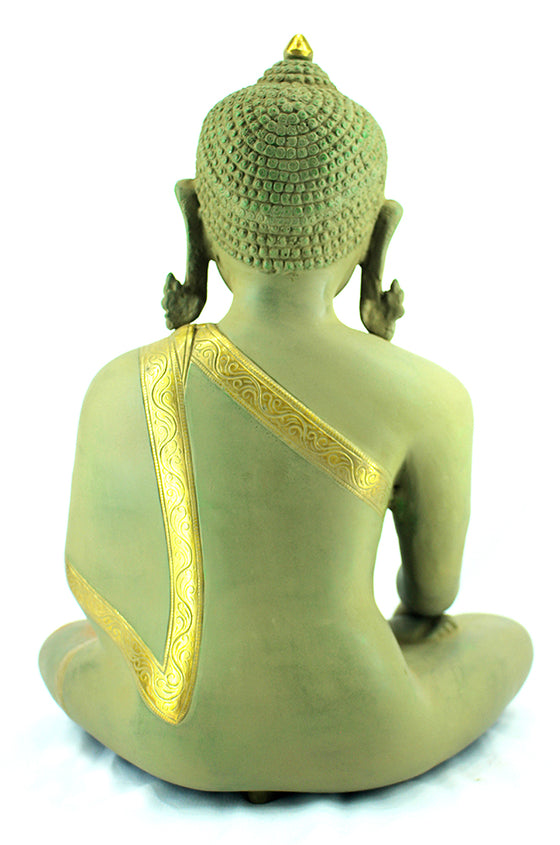 [[Vintage green and gold brass Buddha///Buddha en laiton vert et doré vintage]]