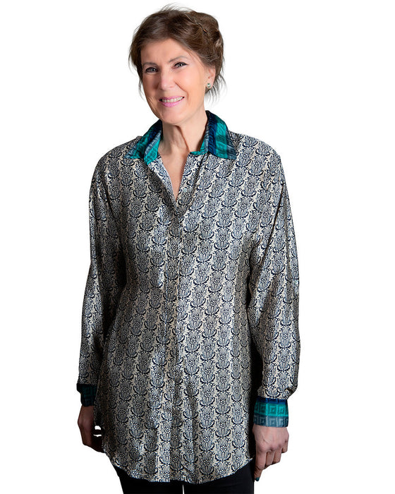 [[Ekiya : Polysilk shirt with belt///Ekiya : chemise avec ceinture en polyester et soie]]