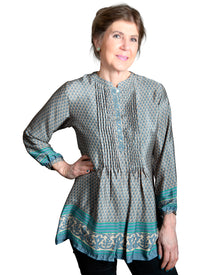  [[Isha: Poly-silk long sleeve tunic///Isha : Tunique avec manches longues en polyester et en soie ]]