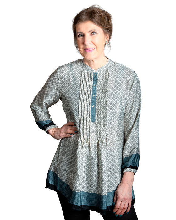 [[Lakshmi: Poly-silk long sleeve tunic///Lakshmi : Tunique avec manches longues en polyester et en soie ]]