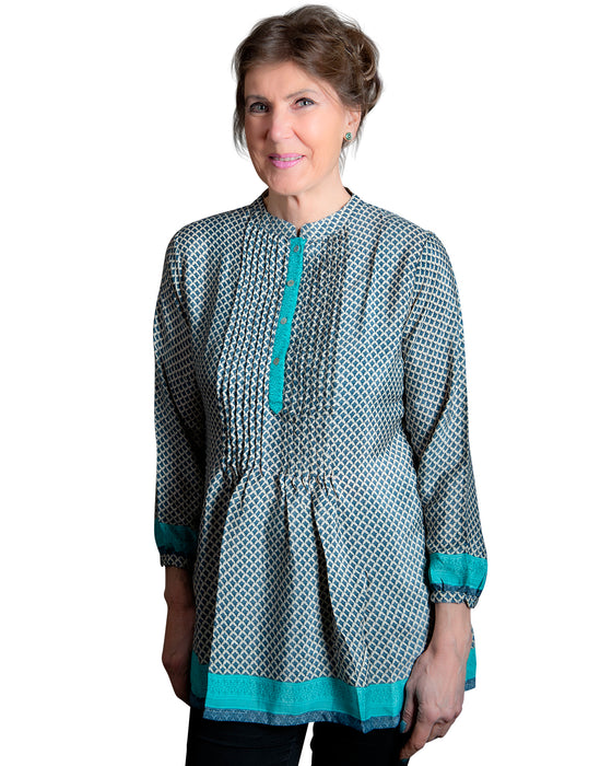 [[Bhavani: Poly-silk long sleeve tunic///Bhavani : Tunique avec manches longues en polyester et en soie ]]