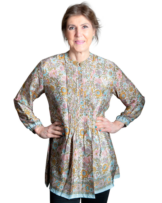 [[Chameli: Poly-silk long sleeve tunic///Chameli : Tunique avec manches longues en polyester et en soie ]]