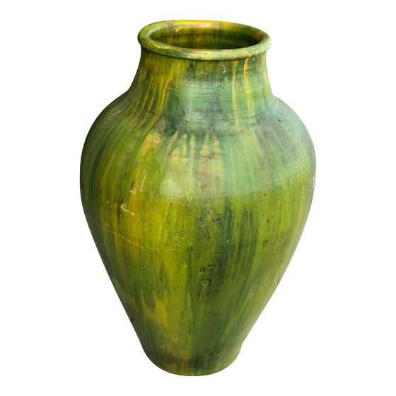 [[Yellow green handmade turkish terracotta pot///Pot en terre cuite jaune vert turque fait à la main]]