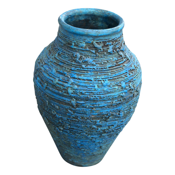 [[Blue handmade turkish terracotta pot///Pot en terre cuite turque bleu fait à la main]]