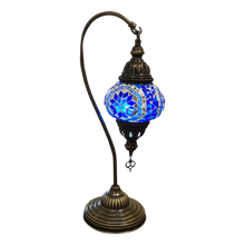  [[Small blue mosaic table light///Petite lampe de table en mosaïque bleue]]